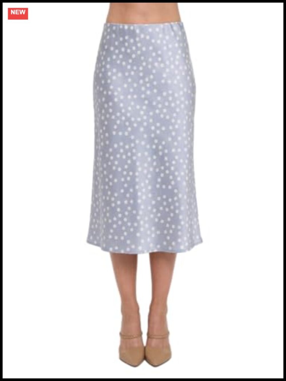 High Waist A-Line Satin Midi Skirt Made in USA Elastic Waist